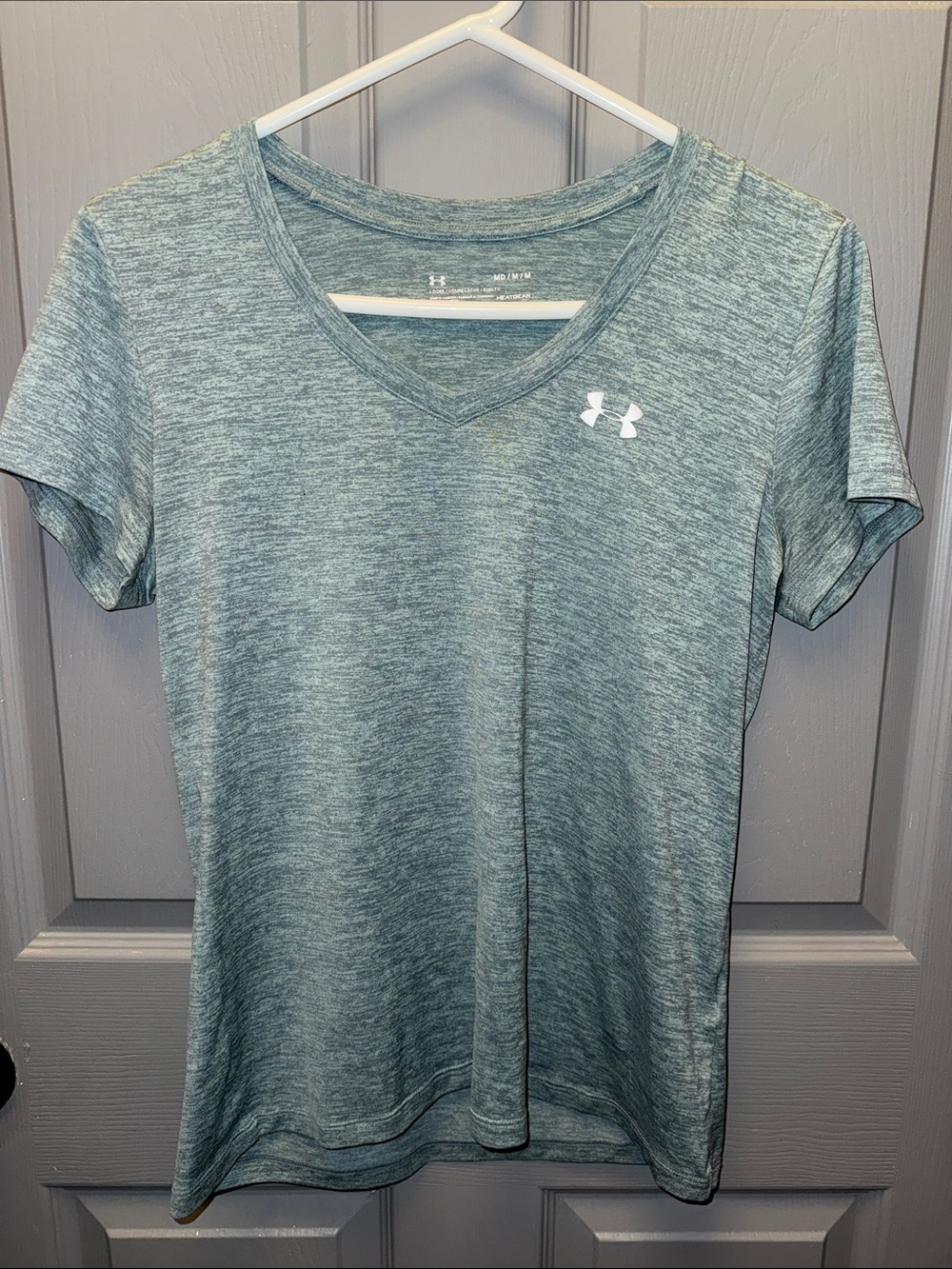 Under Armour Women's Heathered Seafoam V-Neck Performance Tee
